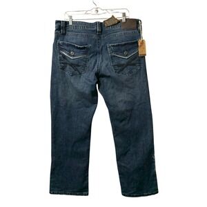 TK Axel Slim Boot Jeans Mens 34x30 Dark Wash Stretch Denim Distressed Cowboy